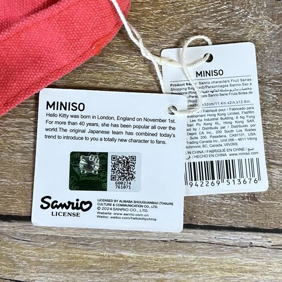 Hello Kitty Apple Collection Miniso Bag Pink New With Tags - Picture 14 of 15